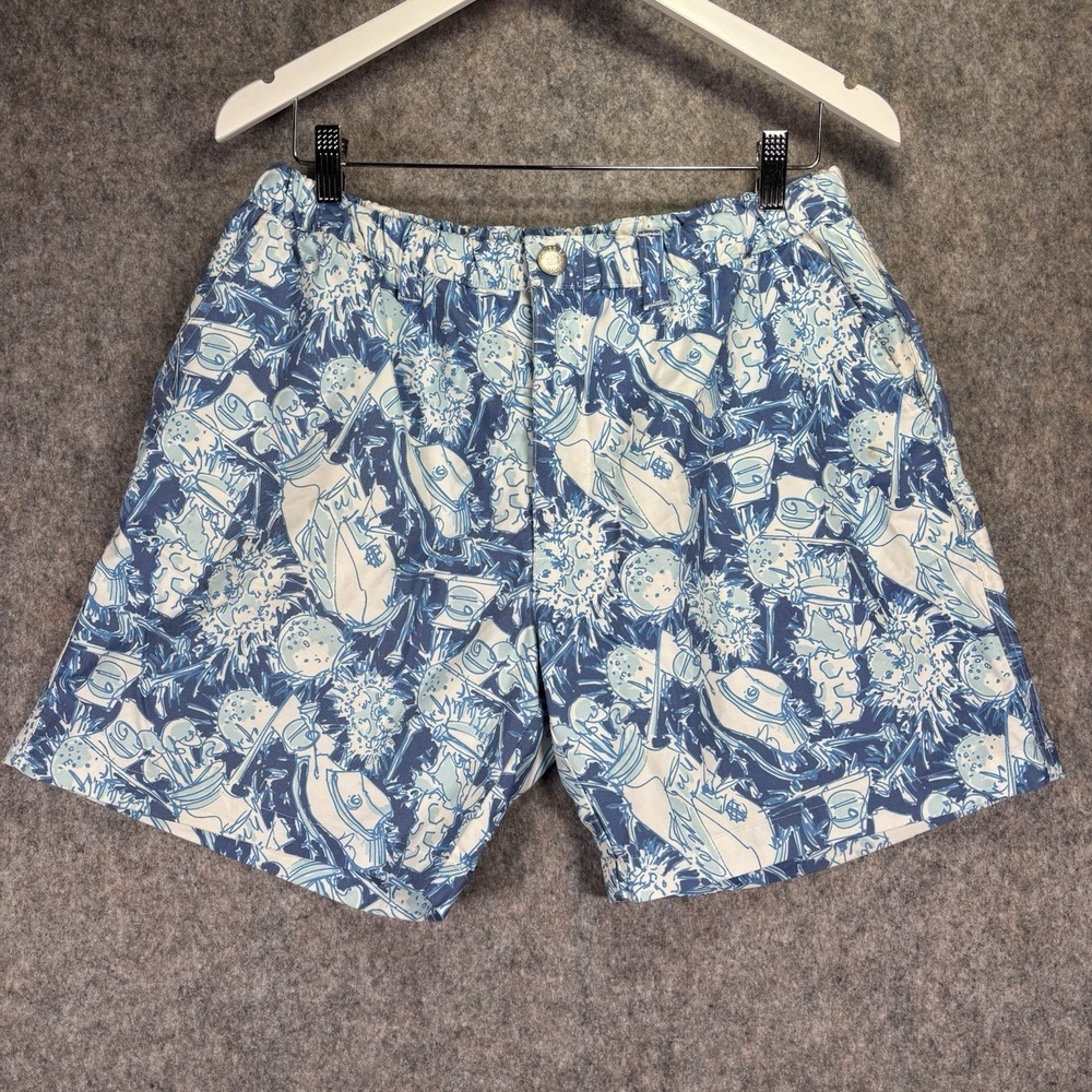 Chubbies Golf Shorts Preppy Retro Stretch Size XL Golf Club Print Blue Floral